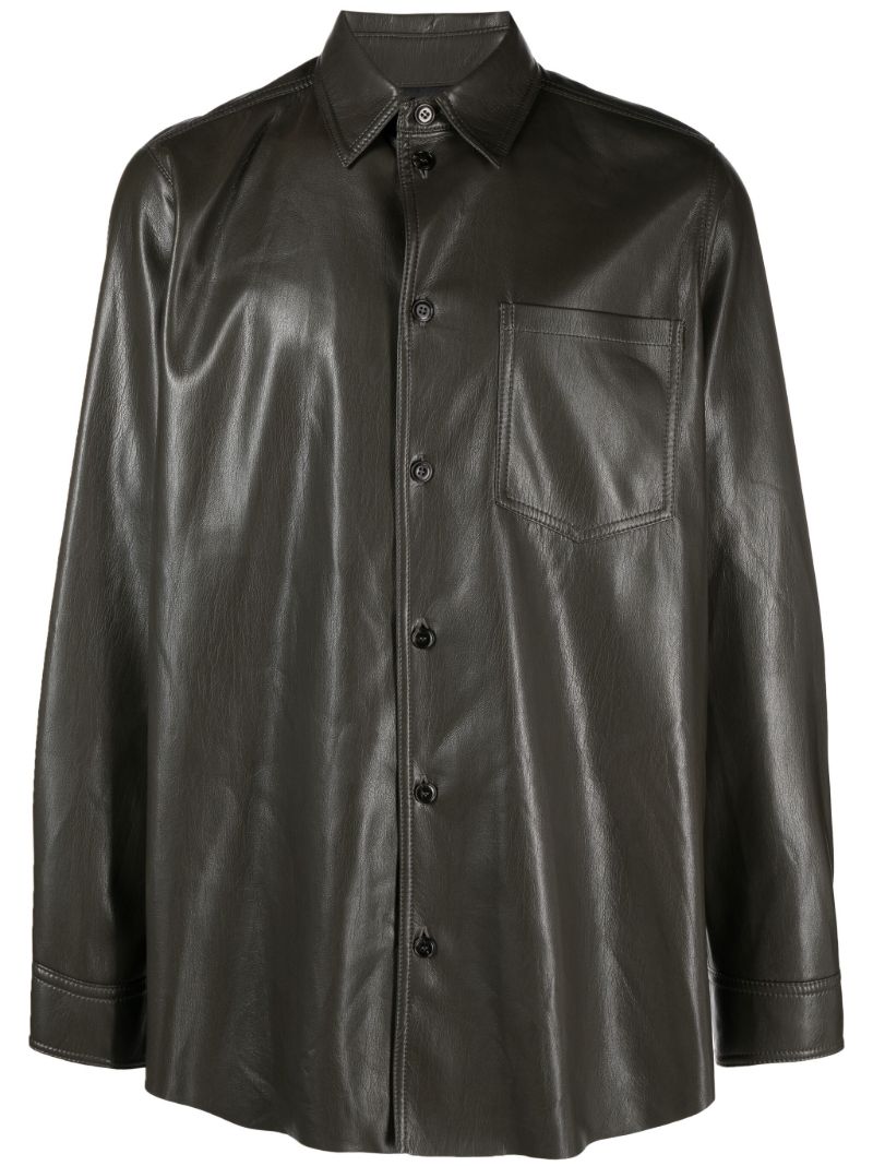 Green Landis Faux-leather Shirt