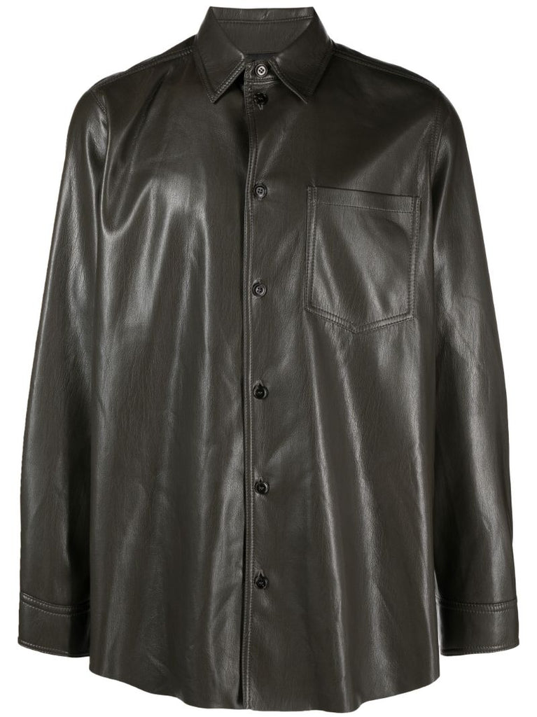 Green Landis Faux-leather Shirt