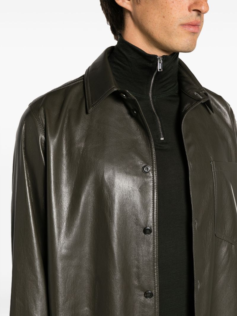 Green Landis Faux-leather Shirt
