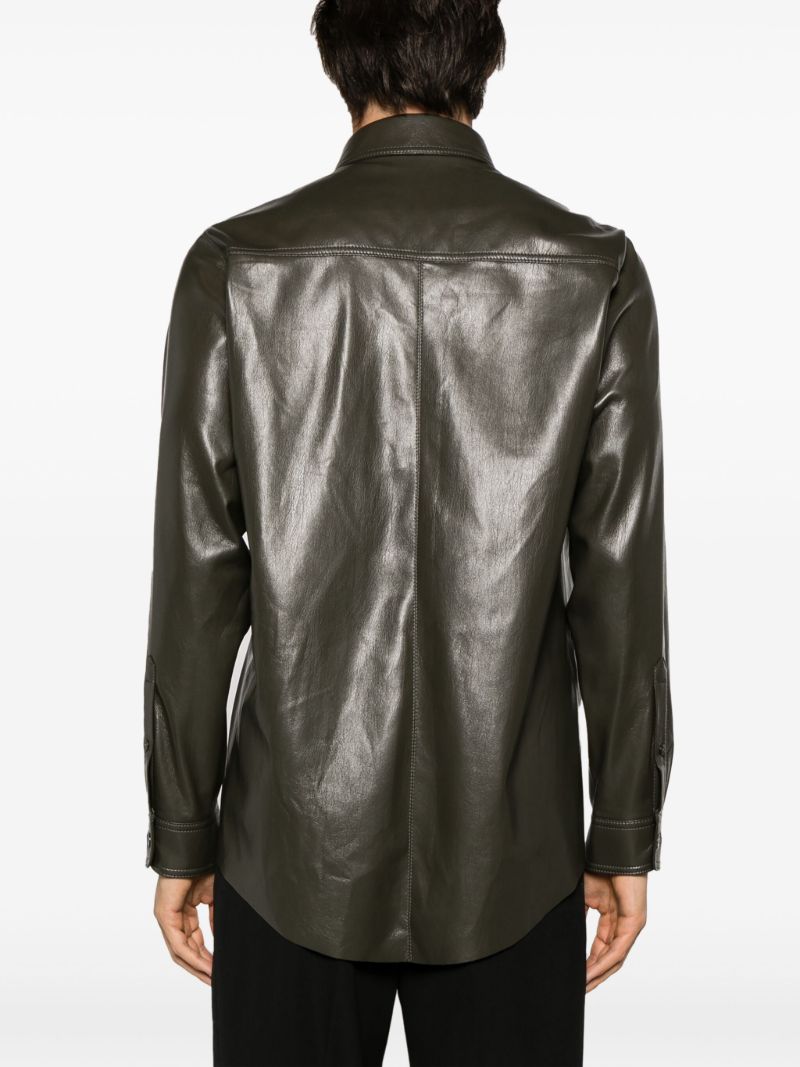 Green Landis Faux-leather Shirt