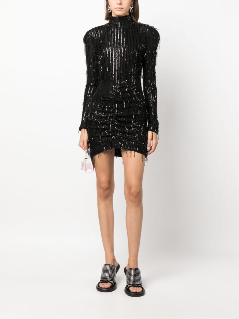 Black Sequin-embellished Mini Dress