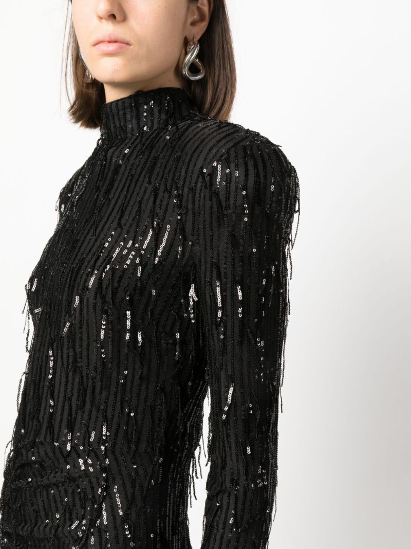Black Sequin-embellished Mini Dress