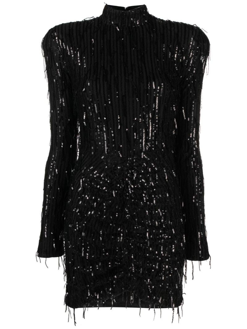 Black Sequin-embellished Mini Dress