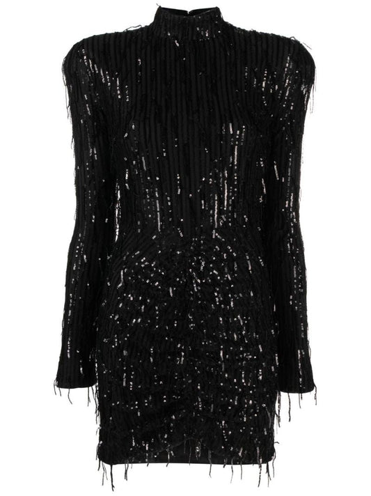 Black Sequin-embellished Mini Dress