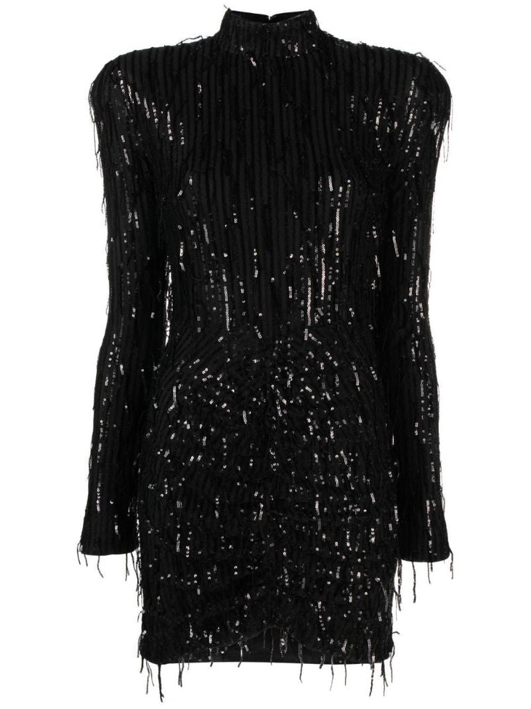 Black Sequin-embellished Mini Dress