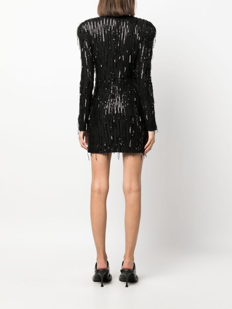 Black Sequin-embellished Mini Dress