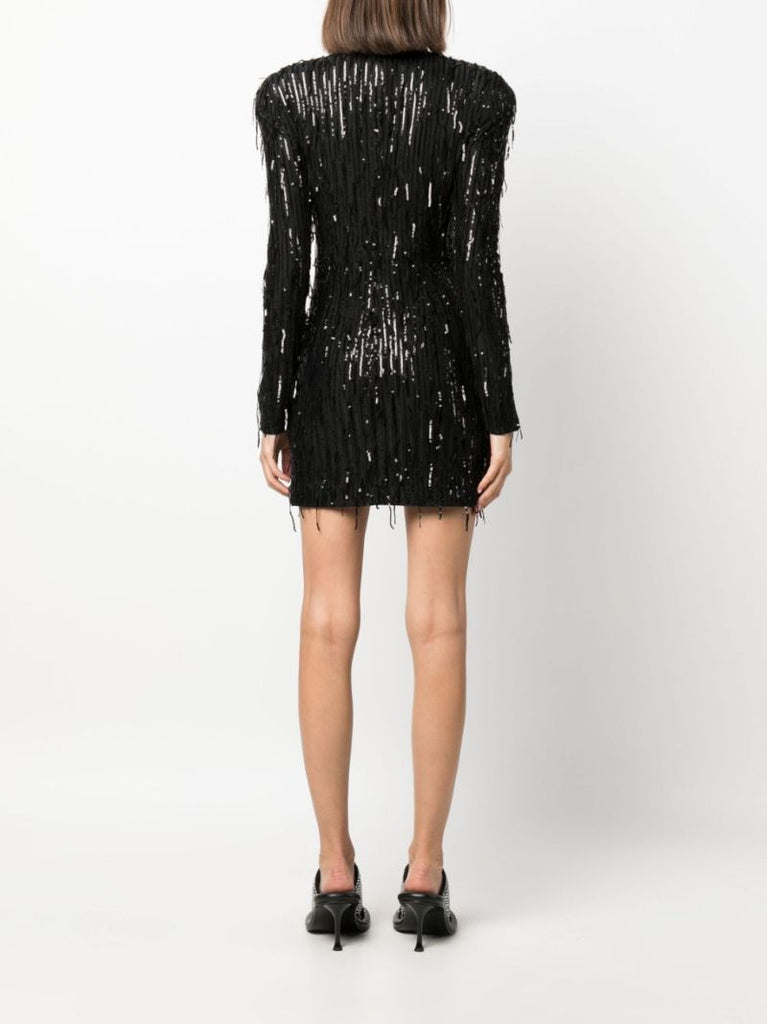Black Sequin-embellished Mini Dress
