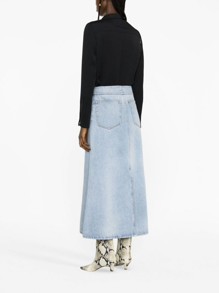 Blue High Waisted Denim Skirt