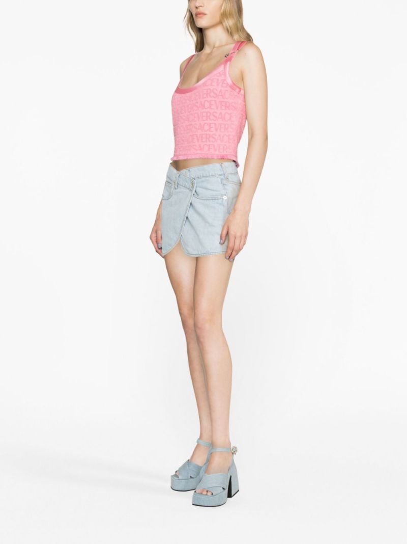 X Dua Lipa Pink Allover Towel-effect Top