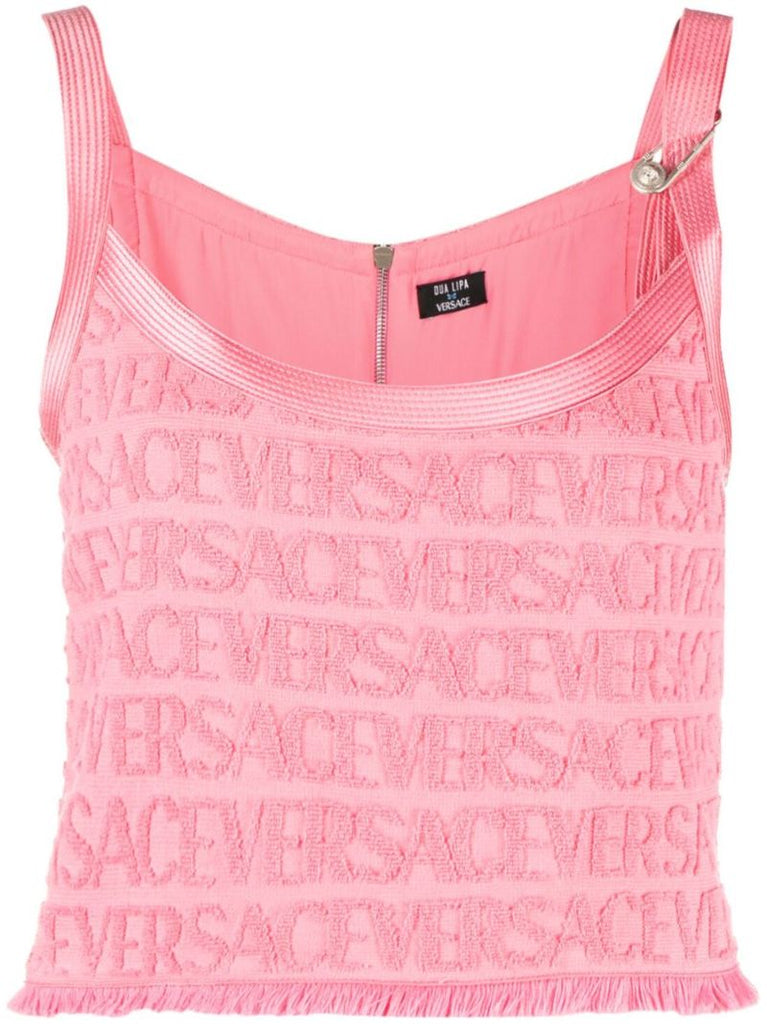 X Dua Lipa Pink Allover Towel-effect Top