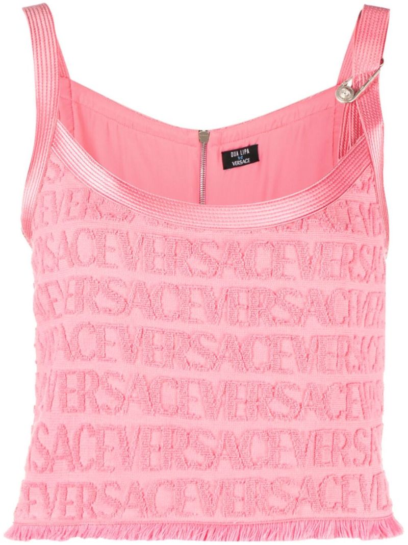 X Dua Lipa Pink Allover Towel-effect Top