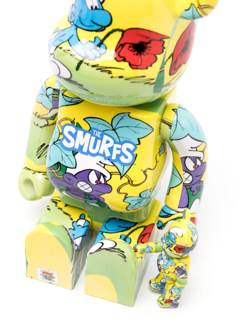 Yellow Bearbrick the Smurfs 100% and 400% Set