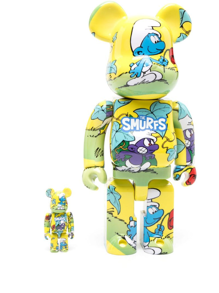 Yellow Bearbrick the Smurfs 100% and 400% Set
