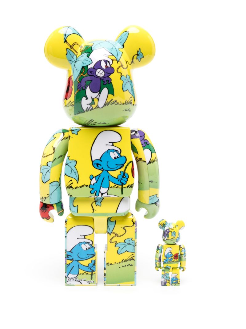Yellow Bearbrick the Smurfs 100% and 400% Set