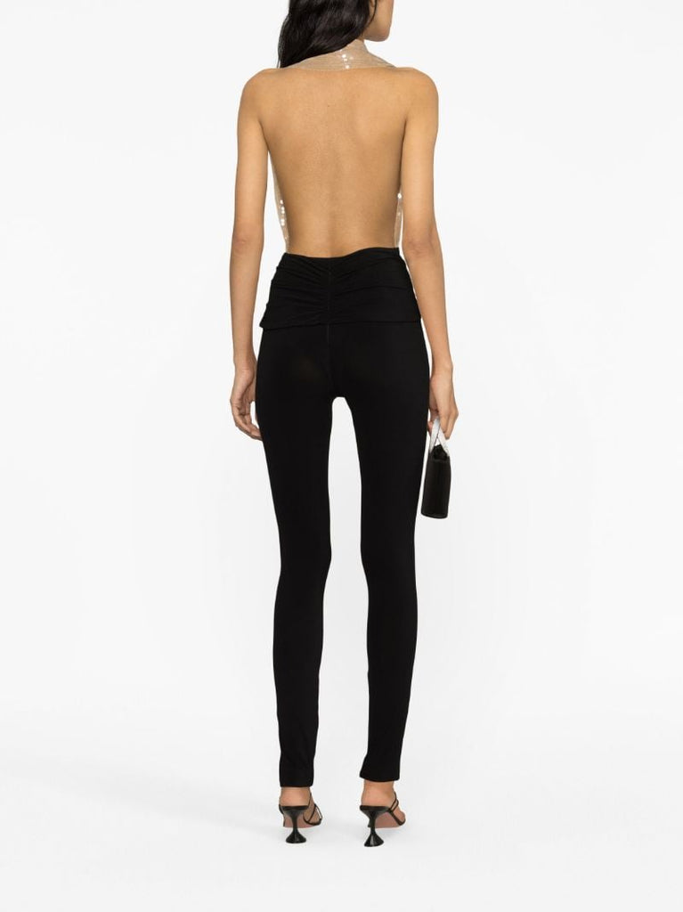 Beige Vesper Sequin Embellished Bodysuit