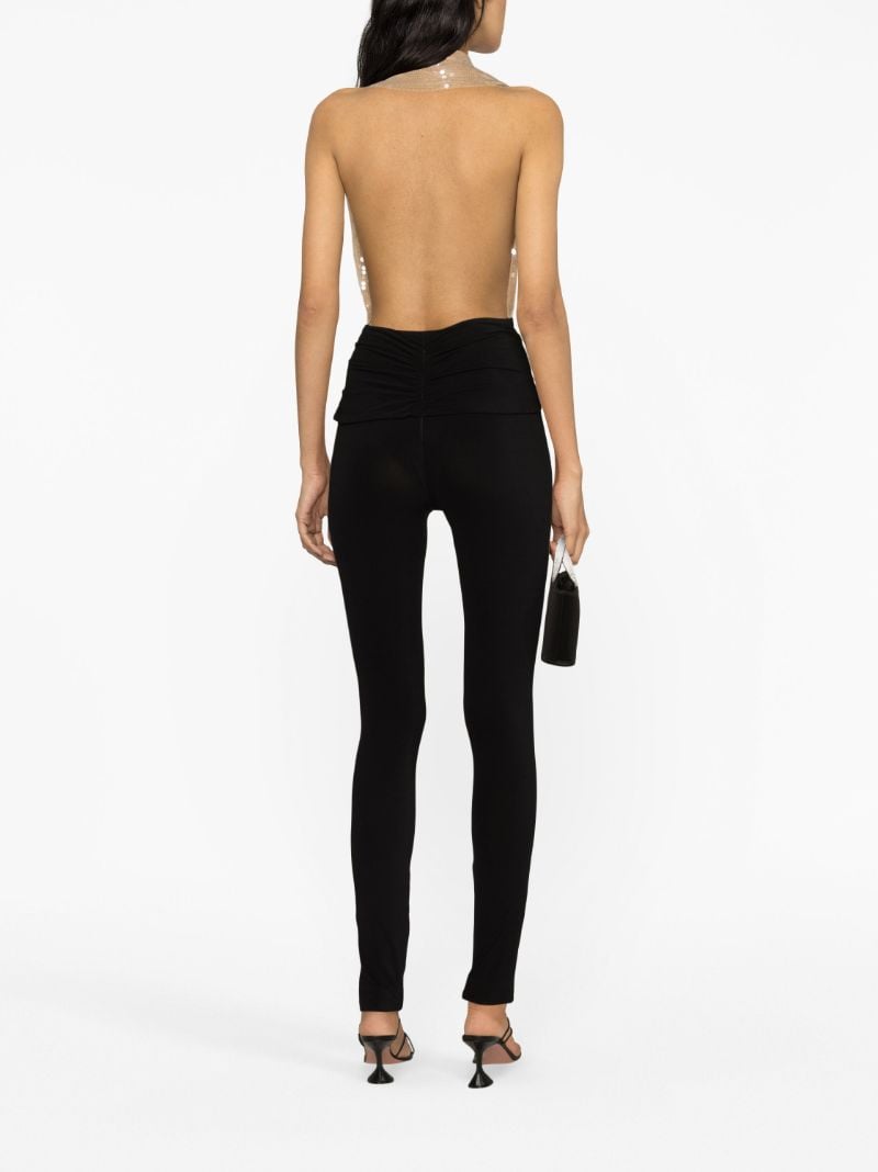 Beige Vesper Sequin Embellished Bodysuit