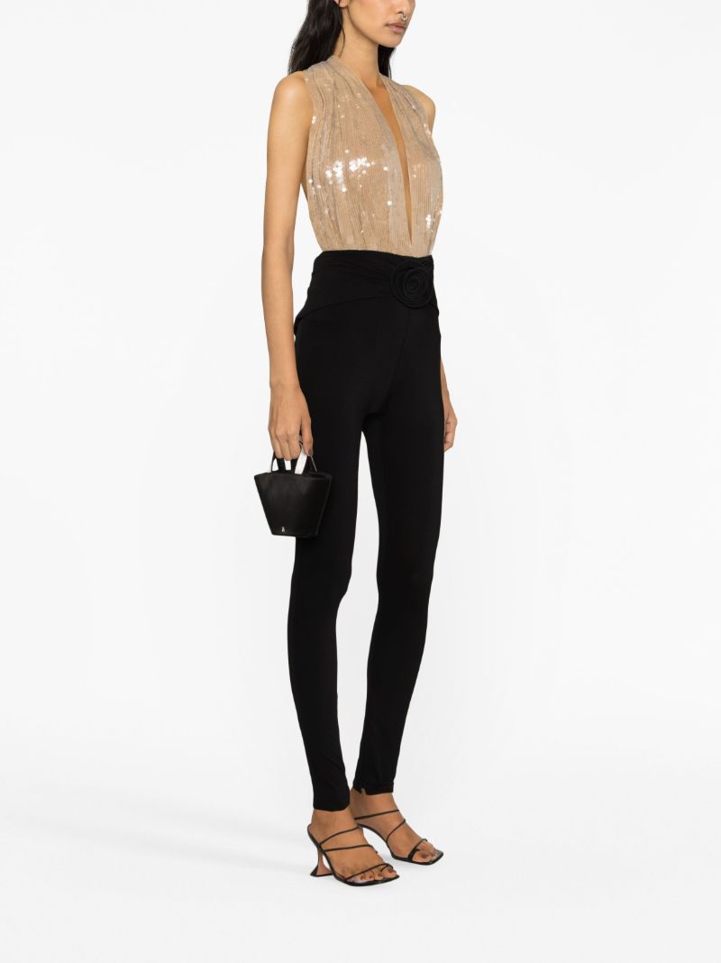 Beige Vesper Sequin Embellished Bodysuit
