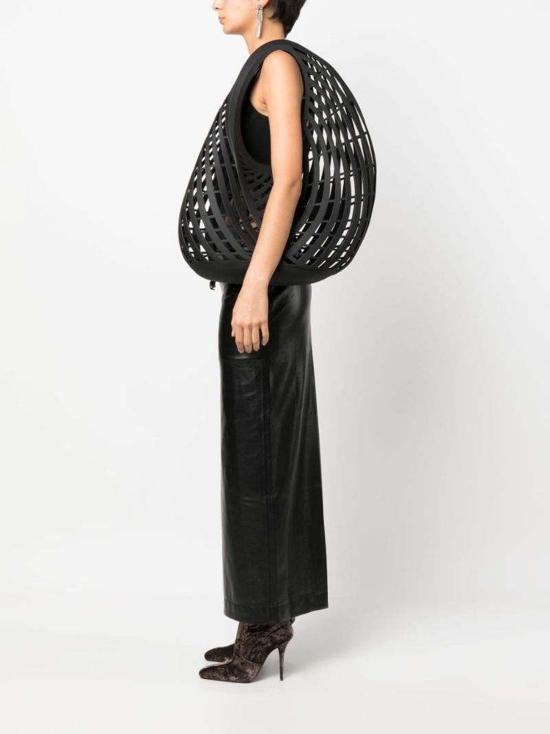 Black Perforated Spiral Shoulder Bag