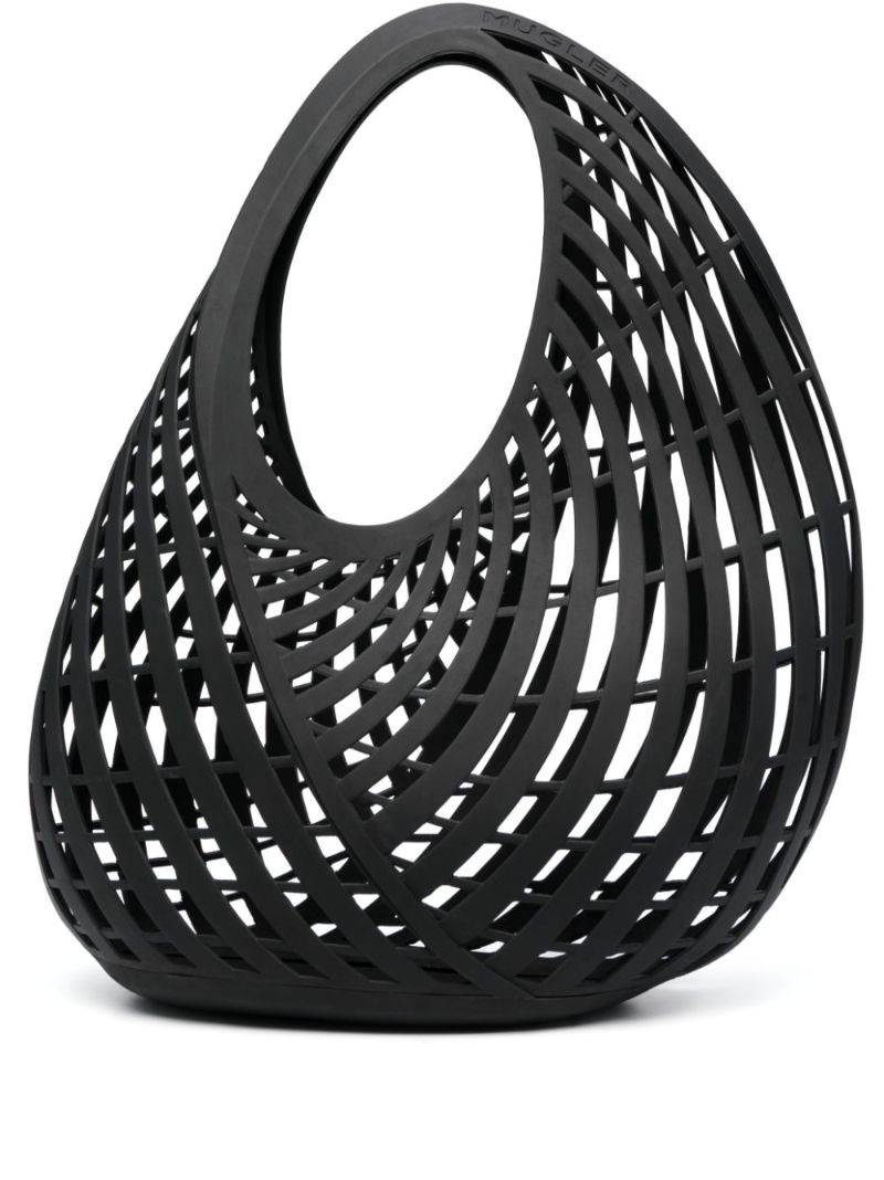 Black Perforated Spiral Shoulder Bag