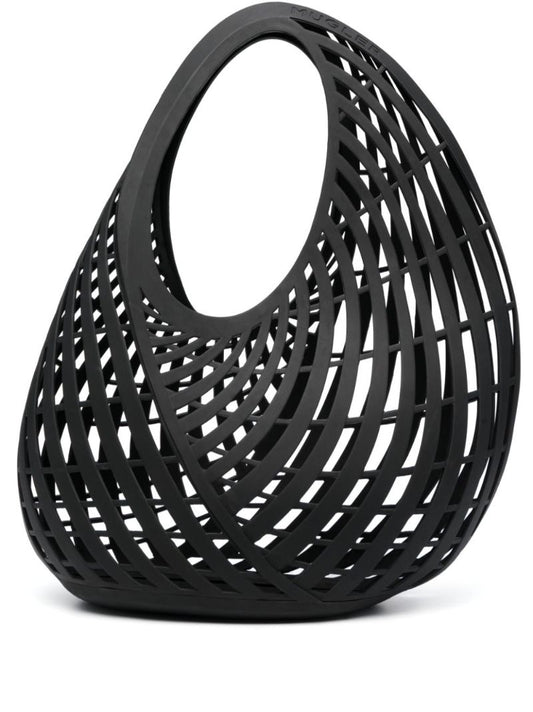 Black Perforated Spiral Shoulder Bag