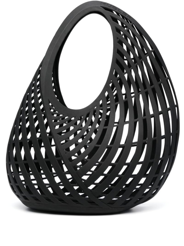 Black Perforated Spiral Shoulder Bag