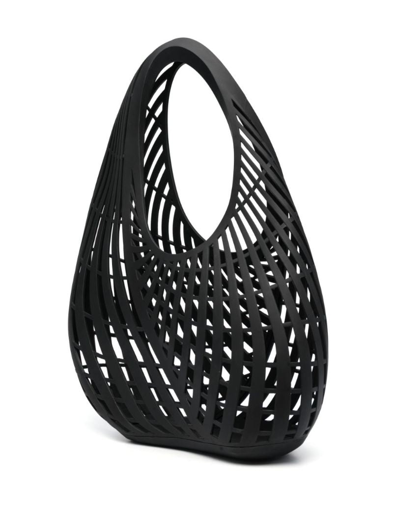 Black Perforated Spiral Shoulder Bag