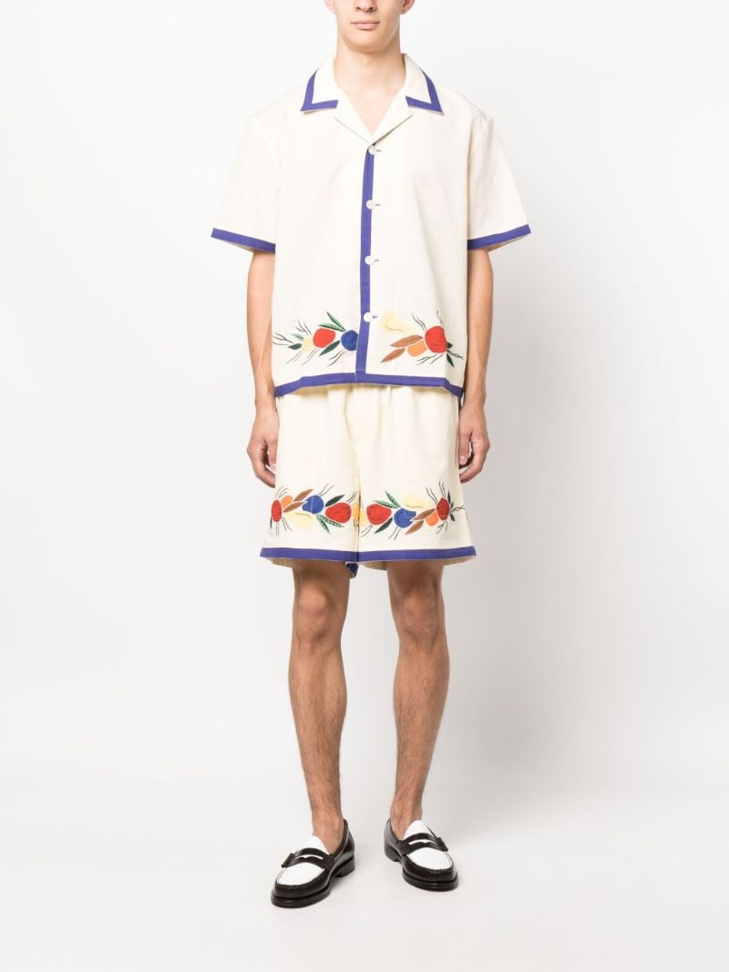 Cream Fruit Bunch Linen-cotton Shirt