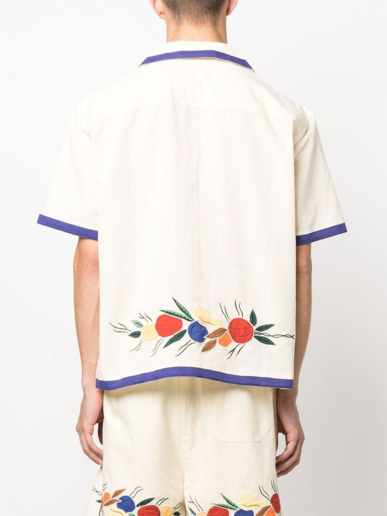Cream Fruit Bunch Linen-cotton Shirt