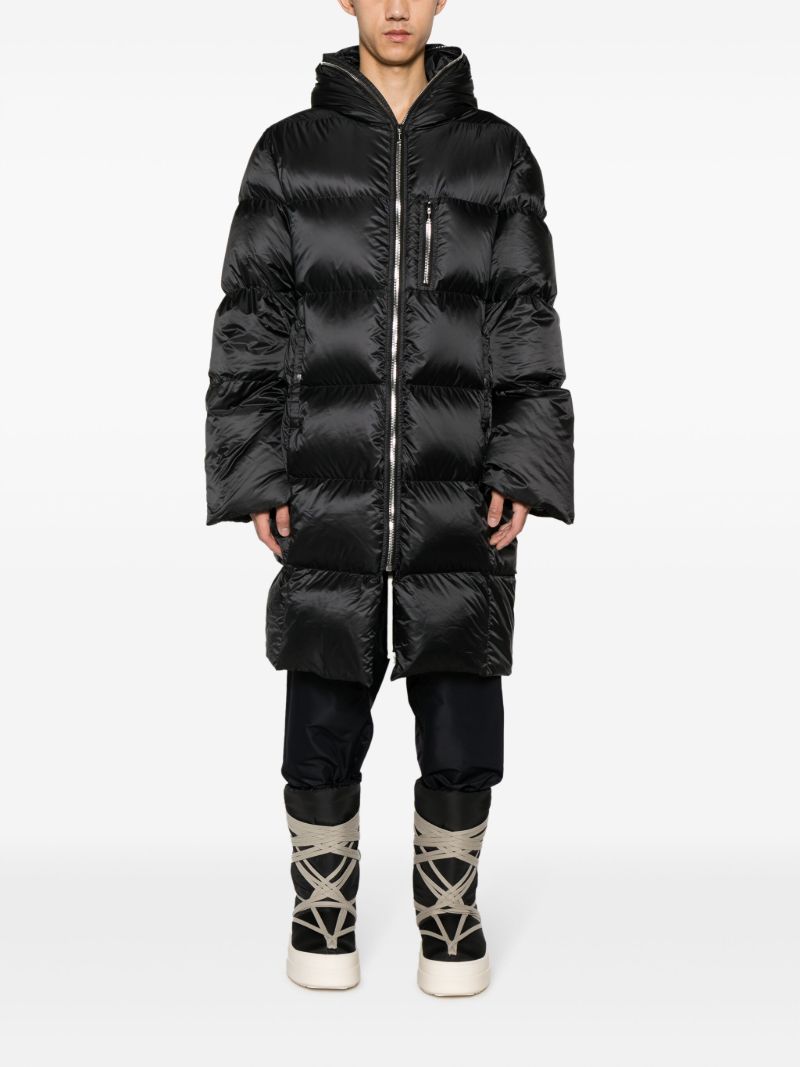 Black Gimp Down Hooded Coat