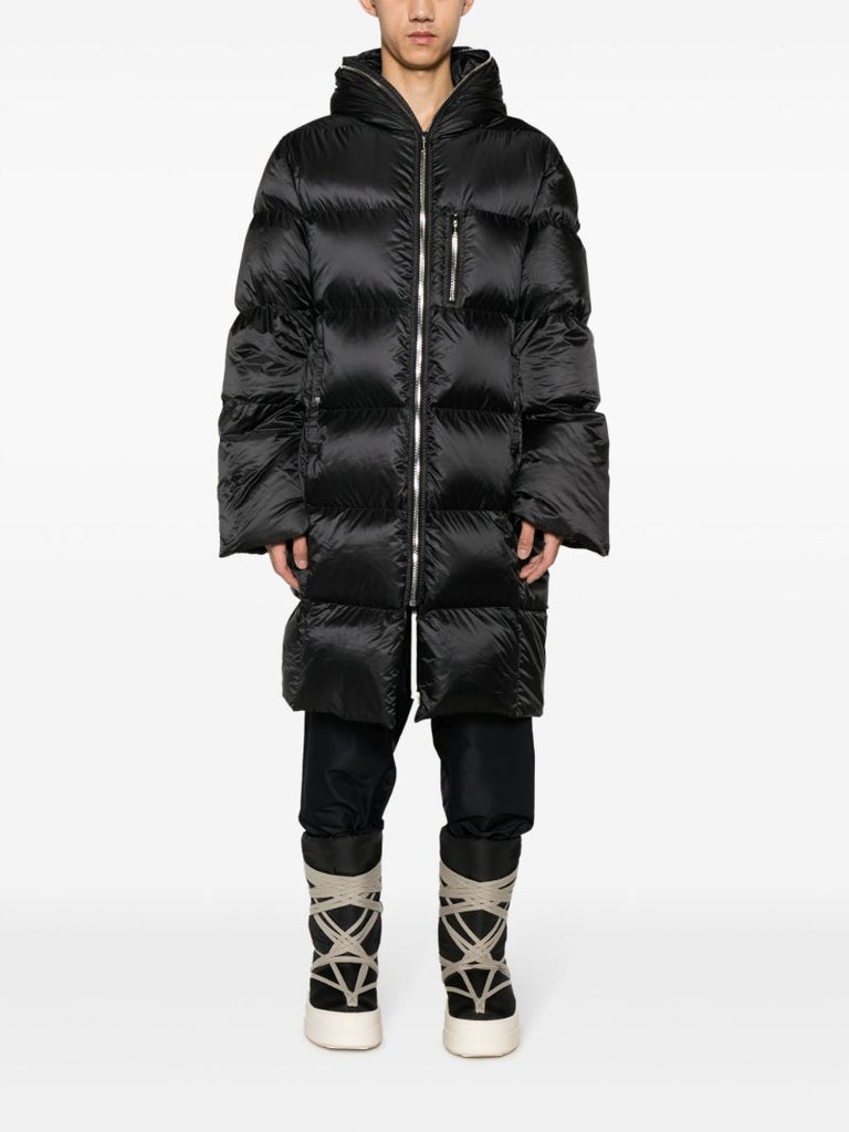 Black Gimp Down Hooded Coat