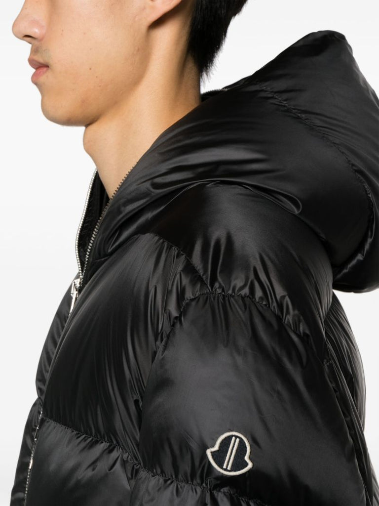 Black Gimp Down Hooded Coat