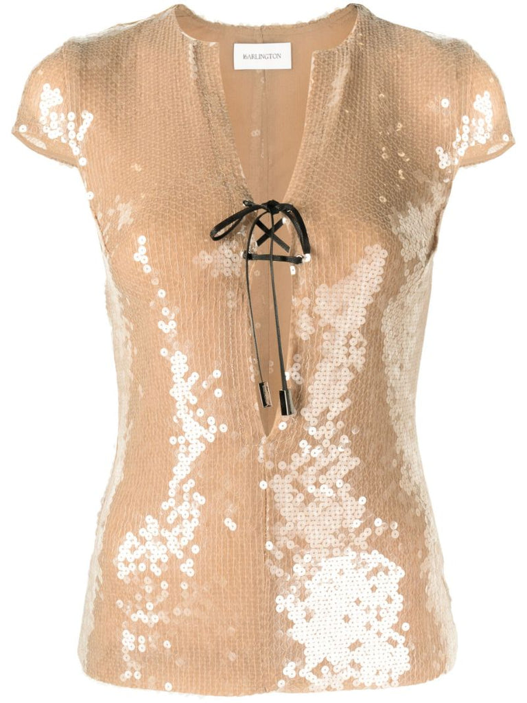 Neutral Solaria Sequinned T-shirt