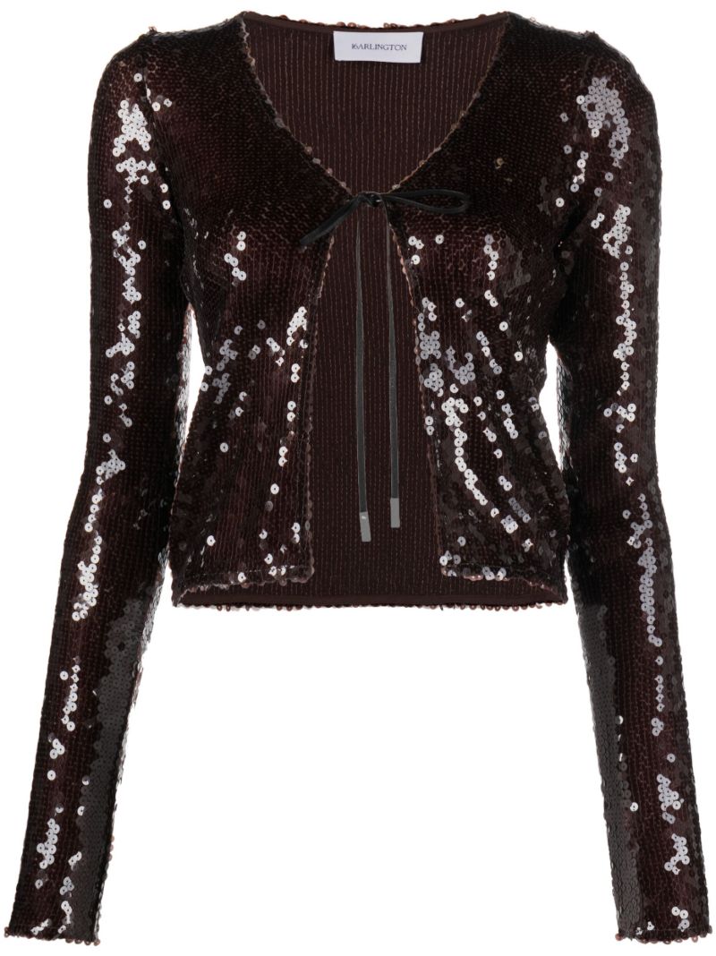 Brown Solaria Sequin Embellished Cardigan