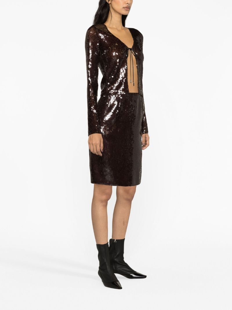Brown Solaria Sequin Embellished Cardigan