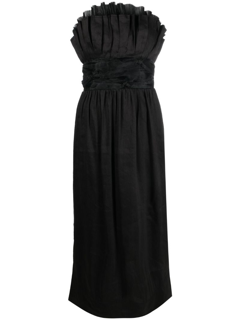 Black Whisper Pleated Midi Dress