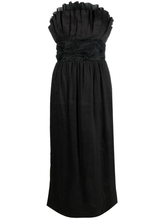 Black Whisper Pleated Midi Dress