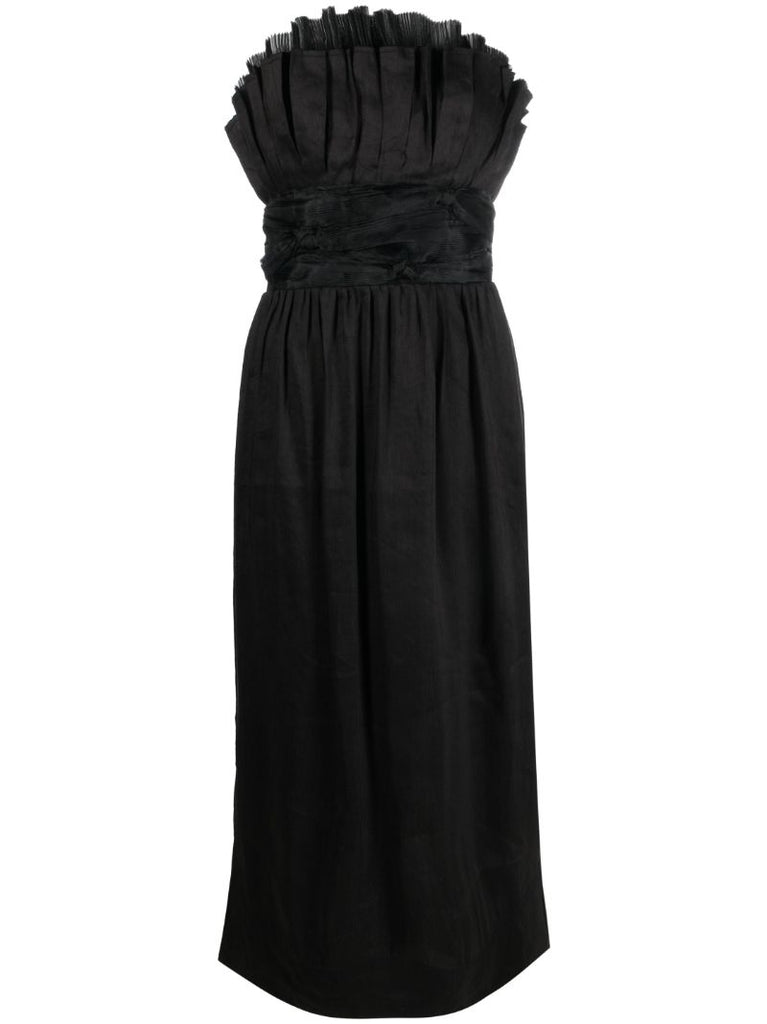 Black Whisper Pleated Midi Dress