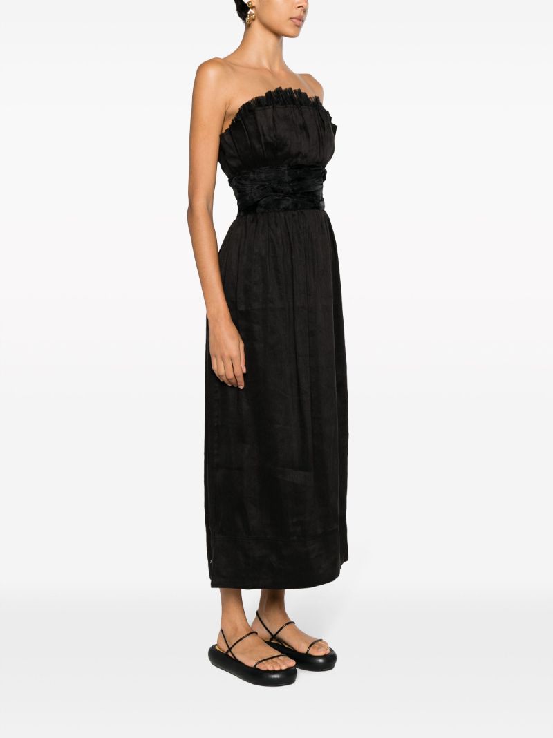 Black Whisper Pleated Midi Dress