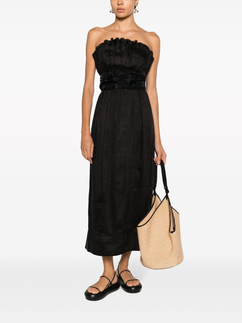Black Whisper Pleated Midi Dress