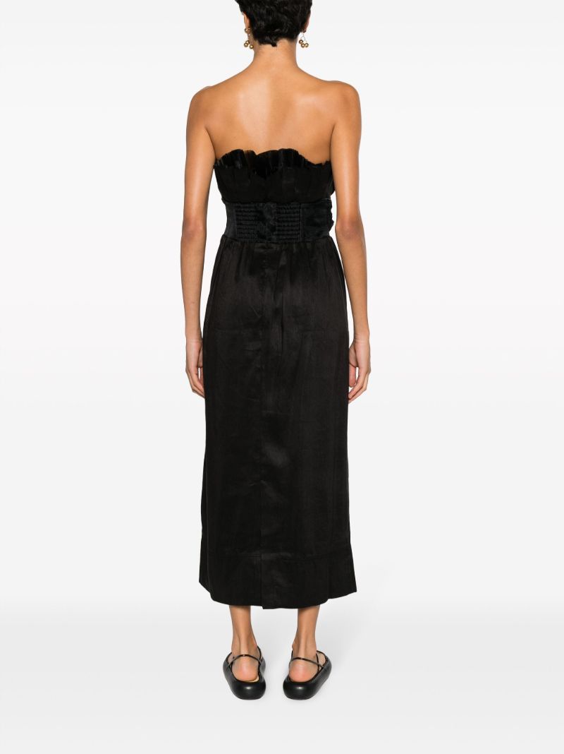 Black Whisper Pleated Midi Dress