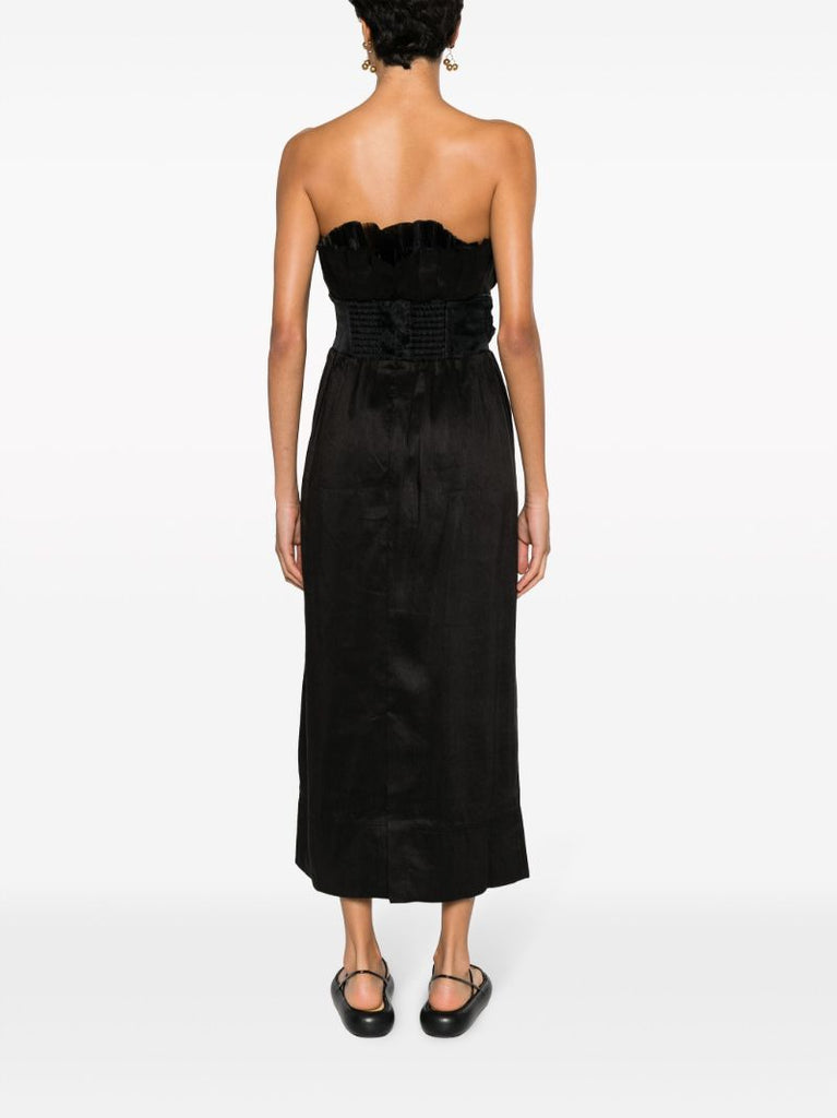Black Whisper Pleated Midi Dress