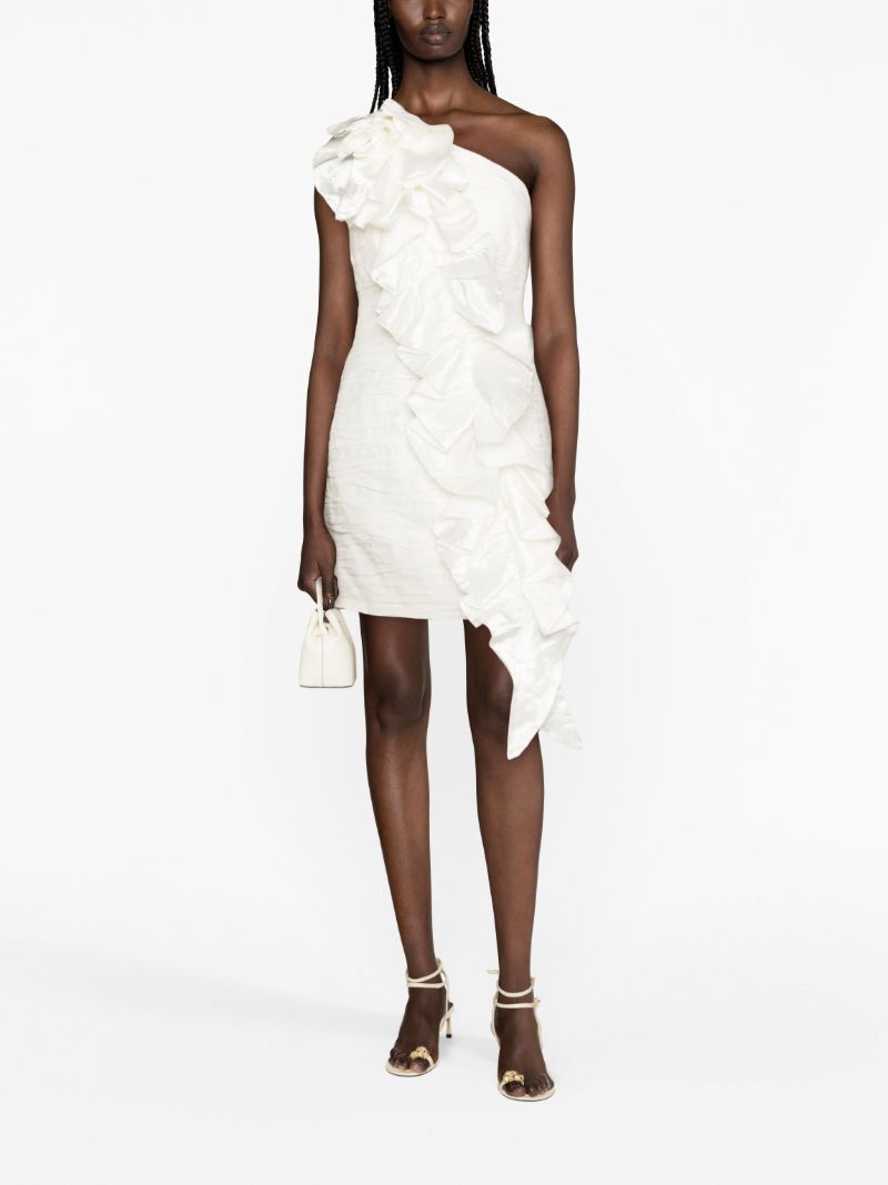 Neutral Adelia Ruffled Mini Dress