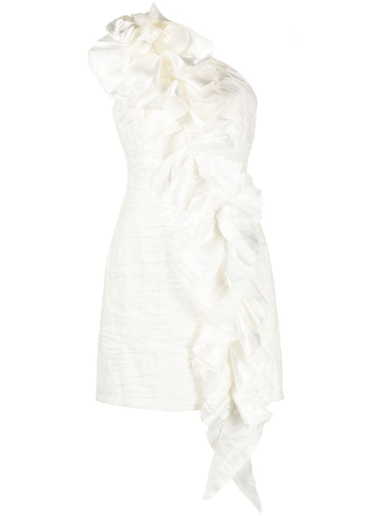 Neutral Adelia Ruffled Mini Dress