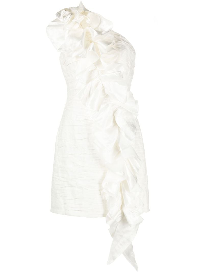 Neutral Adelia Ruffled Mini Dress