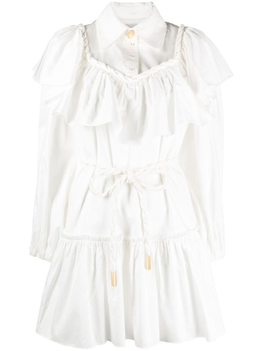 White Dahlia Flounce Mini Dress