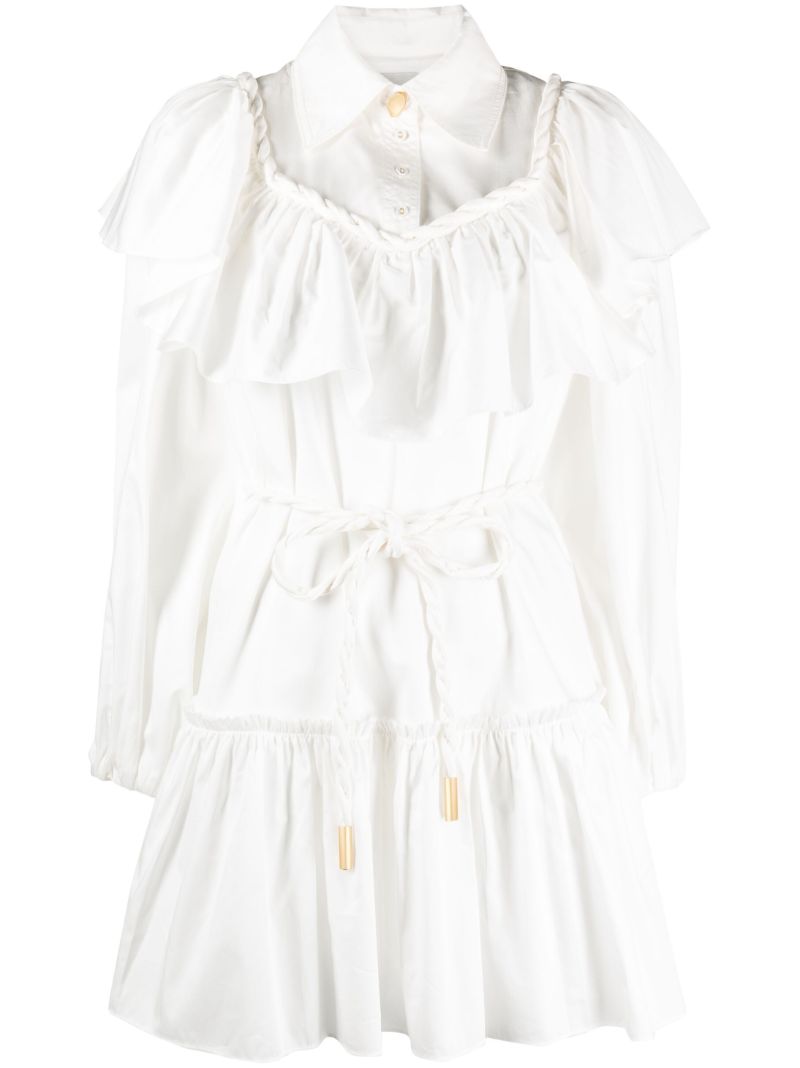 White Dahlia Flounce Mini Dress