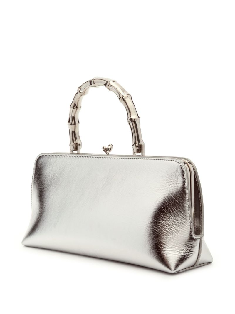 Silver-tone Small Goji Bamboo Tote Bag