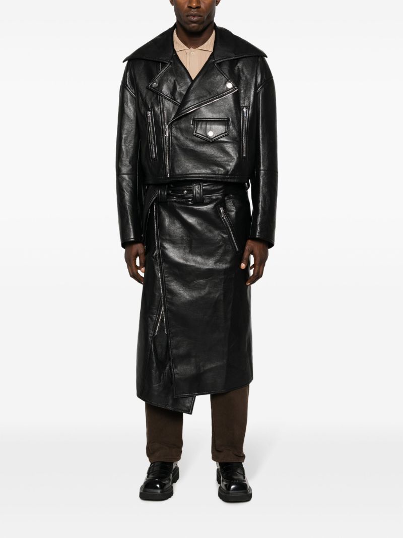 Black Ross Regenerated Leather Convertible Coat