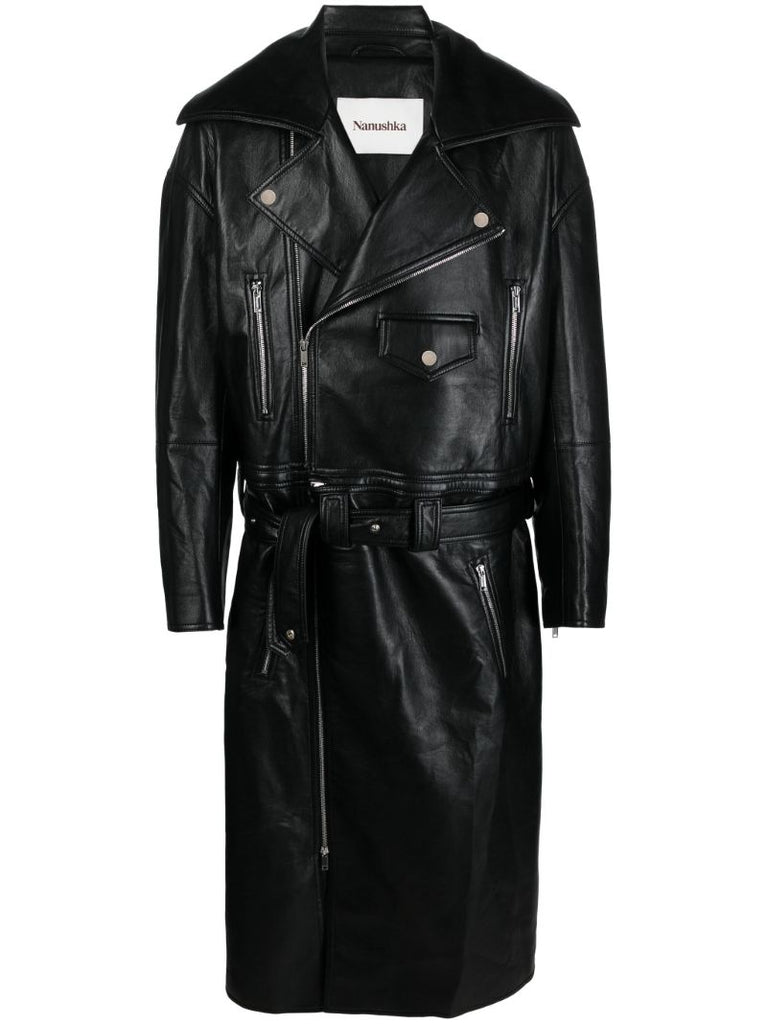 Black Ross Regenerated Leather Convertible Coat