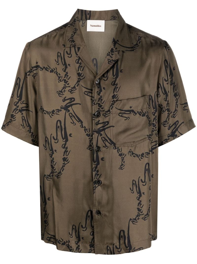 Green Bodil Printed Silk Shirt